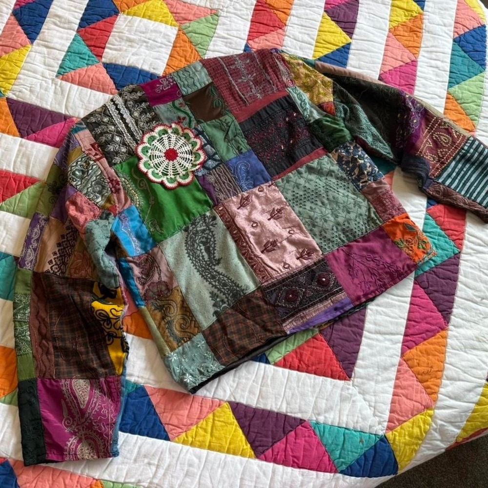 Sacred Threads Multicolored Patchwork Quilted Col… - image 2